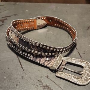 Blazin Roxx Silver and Brown Studded Belt